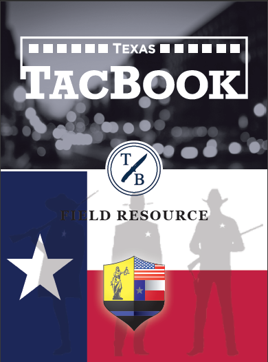 Cover of a book or resource titled 'Texas Facebook Field Resource' featuring a Texas flag, a badge with the Texas and American flags, and silhouettes of two soldiers with a blurry, night city background.
